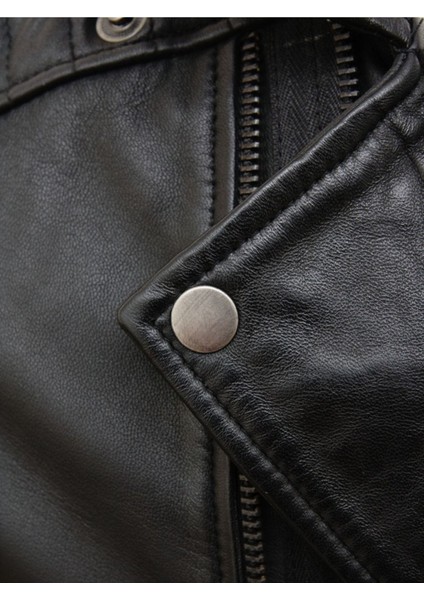 Hakiki Deri Siyah Biker Üç Cepli Erkek Deri Ceket fırsatları