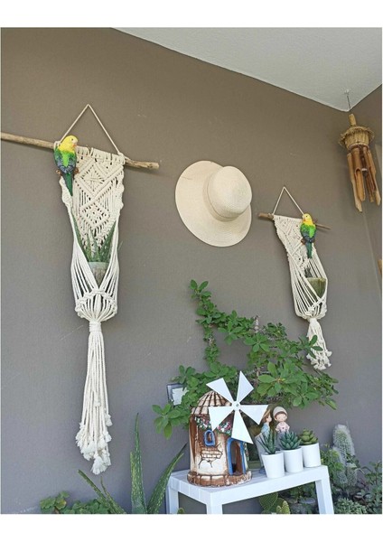 Iki Renkli El Boyama Muhabbet Kuşu Duvar Süsü, Balkon ve Bahçe Için Şık Dekor fiyatları