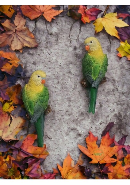 Iki Renkli El Boyama Muhabbet Kuşu Duvar Süsü, Balkon ve Bahçe Için Şık Dekor modelleri