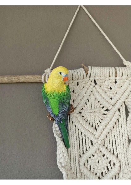 Iki Renkli El Boyama Muhabbet Kuşu Duvar Süsü, Balkon ve Bahçe Için Şık Dekor