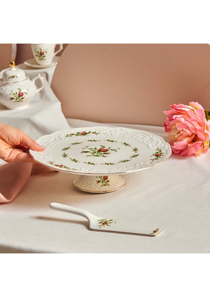 Vintage Rose 2 parça Spatulalı Kek Servis Seti 30 cm Krem fiyatları