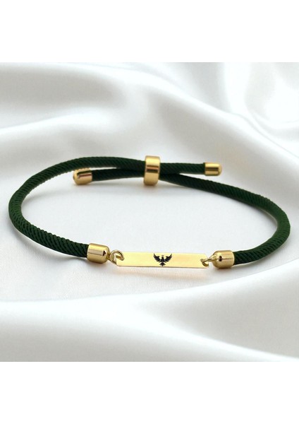 Altın Plakalı 14 Ayar Kral Kartal Temalı Yeşil Örgülü Dikdörtgen Motifli Hediye BILEKLIK-554SEMBOL fiyatları