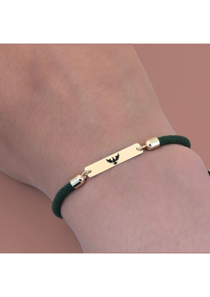 Altın Plakalı 14 Ayar Kral Kartal Temalı Yeşil Örgülü Dikdörtgen Motifli Hediye BILEKLIK-554SEMBOL fırsatları