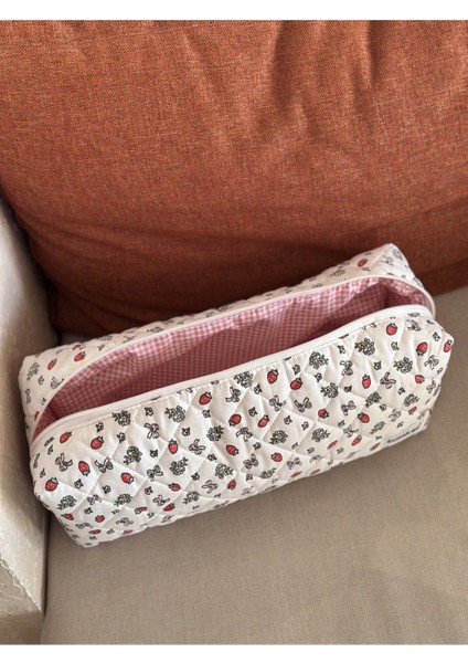 Kırmızı Çilek Desenli Saç Şekillendiricileri Için Seyahat Çantası - Xl Boy modelleri