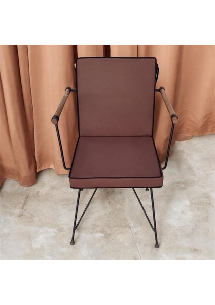 40X80 Kahverengi Su ve Leke Itici Fermuarlı Bağcıklı Siyah Biyeli Sandalye Minderi 5 cm