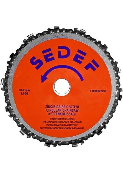Sedef Zincirli Daire Testere 180 mm