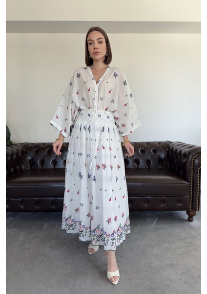 Papatya - Kimonolu Premium Etekli Takım- Beyaz modelleri
