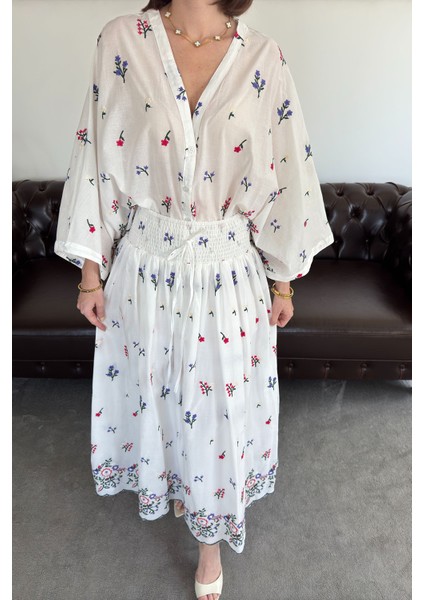 Papatya - Kimonolu Premium Etekli Takım- Beyaz indirimleri