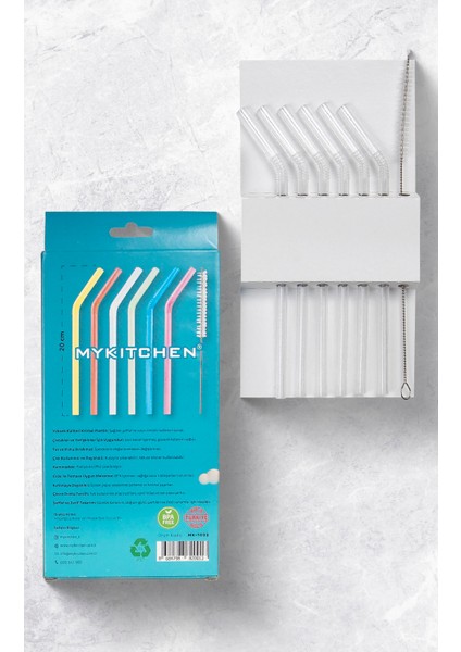Şeffaf Plastik Pipet ve Temizleme Fırçası - 6'lı Kristal Şeffaf Pipet modelleri