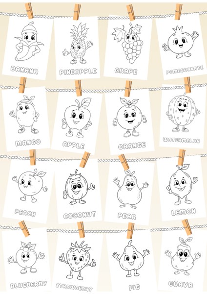 Çocuklar Için Meyveler Boyama Kitabı 1 - Ingilizce Isimlerle Eğitici fiyatları