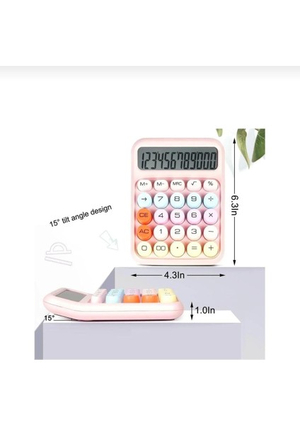 12 Haneli Güneş Enerjili Hesap Makinesi Açılı Geniş Ekran, Çift Güç Kaynağı Solar Pil Pembe Renk fiyatları
