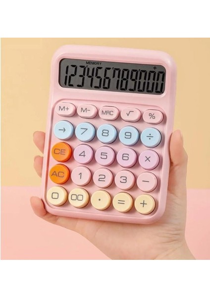 12 Haneli Güneş Enerjili Hesap Makinesi Açılı Geniş Ekran, Çift Güç Kaynağı Solar Pil Pembe Renk modelleri