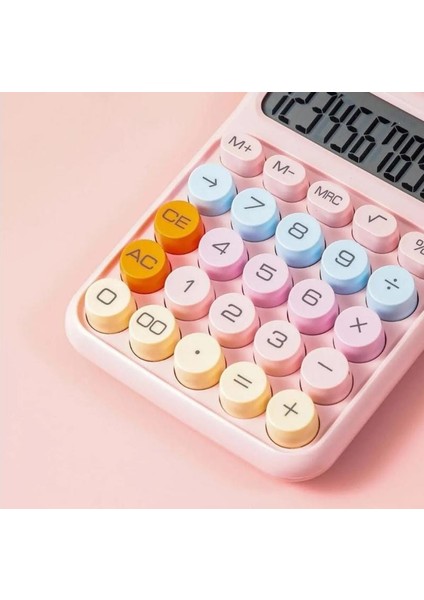 12 Haneli Güneş Enerjili Hesap Makinesi Açılı Geniş Ekran, Çift Güç Kaynağı Solar Pil Pembe Renk fırsatları