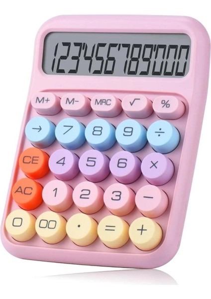 12 Haneli Güneş Enerjili Hesap Makinesi Açılı Geniş Ekran, Çift Güç Kaynağı Solar Pil Pembe Renk indirimleri