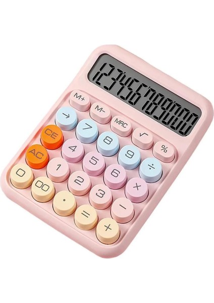 12 Haneli Güneş Enerjili Hesap Makinesi Açılı Geniş Ekran, Çift Güç Kaynağı Solar Pil Pembe Renk