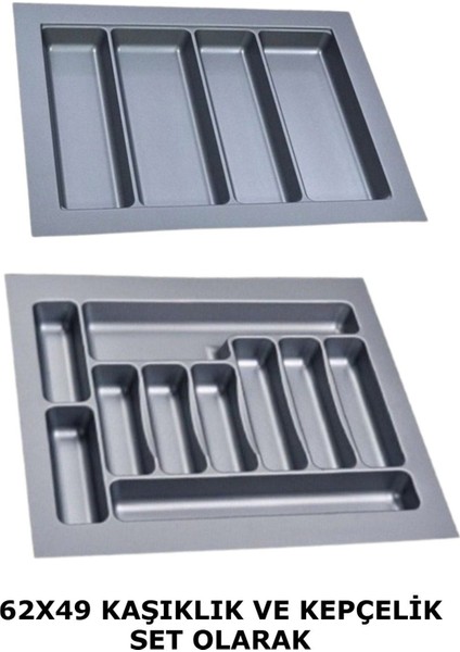 Gri Çekmece Içi Düzenleyici, Kesilebilir, 62X49CM ve 57,5X40CM Uyum Sağlar