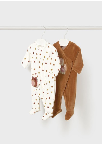 Newborn Kız Bebek 2li Kadife Tulum