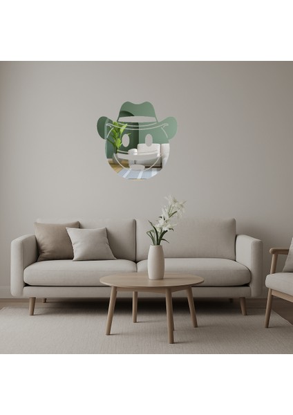 Kovboy Şapkalı Yüz Ifadeli Dekoratif Aynalı Tablo - ALVN5005-8737