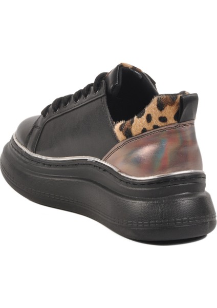 Siyah Leopar Yüksek Tabanlı Kadın Sneaker T-300 Z fırsatları