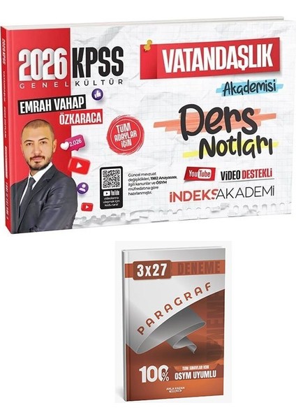 Indeks Akademi 2026 Kpss Vatandaşlık Akademisi Video Ders Notları+Anla Kazan Paragraf