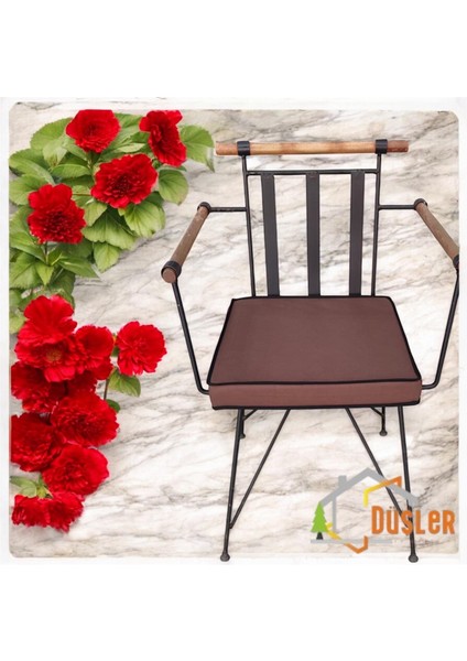 40X40 Kahverengi Su ve Leke Itici Fermuarlı Bağcıklı Siyah Biyeli Sandalye Minderi 5 cm fiyatları