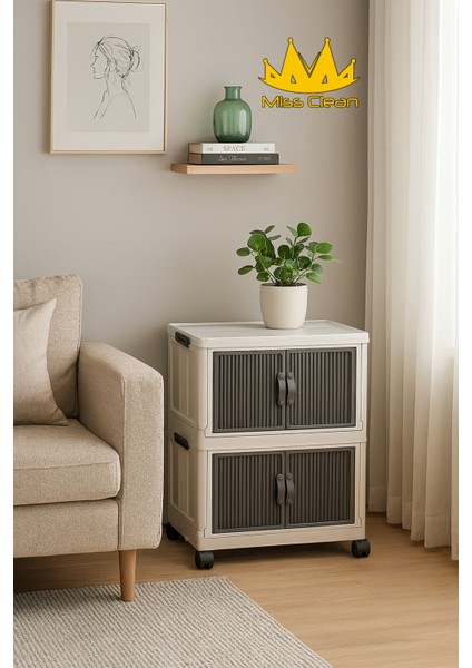 2'li Portatif Organizer Tekerlekli ”antrasit” Çok Amaçlı Mıknatıs Kapaklı Katlanır