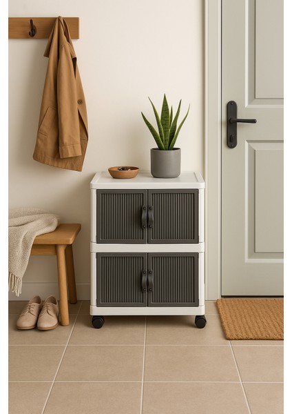 2'li Portatif Organizer Tekerlekli ”antrasit” Çok Amaçlı Mıknatıs Kapaklı Katlanır modelleri