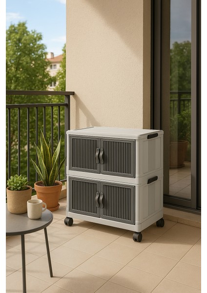 2'li Portatif Organizer Tekerlekli ”antrasit” Çok Amaçlı Mıknatıs Kapaklı Katlanır fırsatları