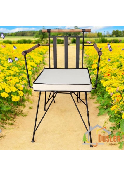 40X40 Krem Su ve Leke Itici Fermuarlı Bağcıklı Siyah Biyeli Sandalye Minderi 5 cm fiyatları