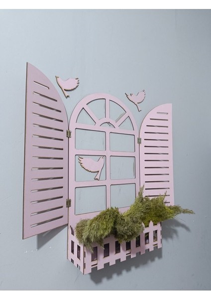 Kuşlu ve Pencere Temalı Ahşap Duvar Süsü, Çiçekli ve Lazer Kesimli, 3mm Mdf. fiyatları