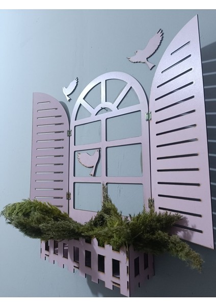 Kuşlu ve Pencere Temalı Ahşap Duvar Süsü, Çiçekli ve Lazer Kesimli, 3mm Mdf. fırsatları