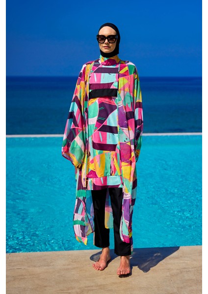 Renkli Bağcıklı Pareo Kimono – RP2511