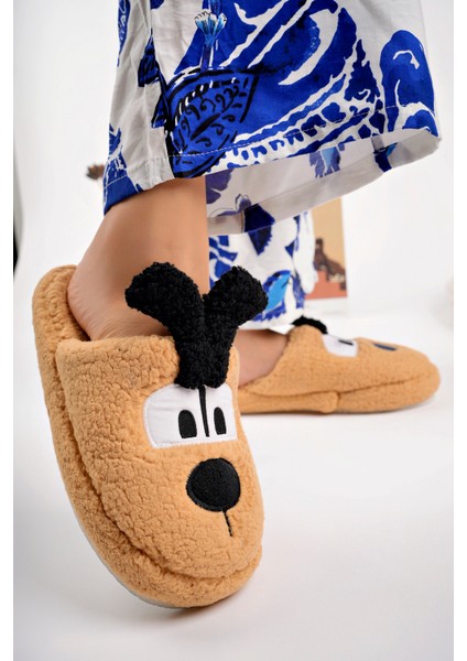 Yumuşak Peluş Köpek Figürlü Ev Terliği Peluş Ev Terliği Kadın Kışlık Terlik Yumuşak Ev Terliği Sıcak Tutan Ev Terliği