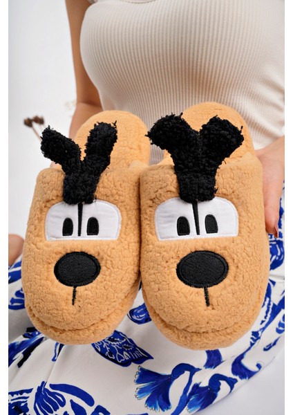 Yumuşak Peluş Köpek Figürlü Ev Terliği Peluş Ev Terliği Kadın Kışlık Terlik Yumuşak Ev Terliği Sıcak Tutan Ev Terliği modelleri