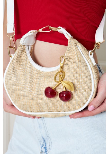 Mira Beyaz Orijinal Hasır Dokuma Charm Hediyeli Kadın El, Kol ve Omuz Çantası fiyatları