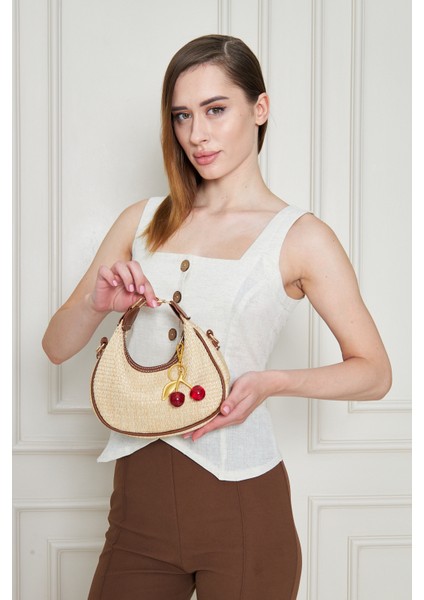 Mira Taba Orijinal Hasır Dokuma Charm Hediyeli Kadın El, Kol ve Omuz Çantası fiyatları