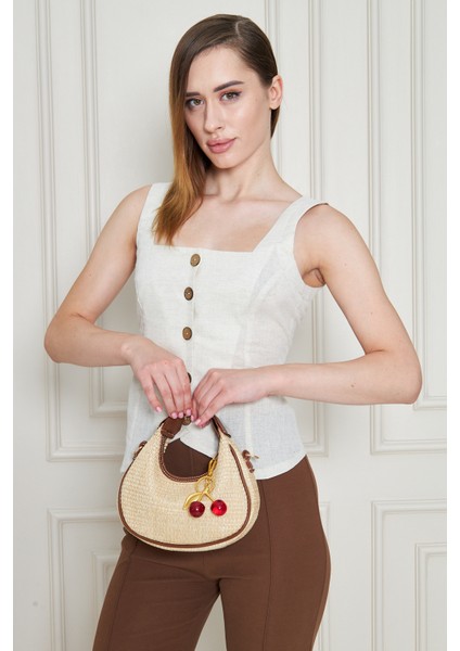 Mira Taba Orijinal Hasır Dokuma Charm Hediyeli Kadın El, Kol ve Omuz Çantası modelleri