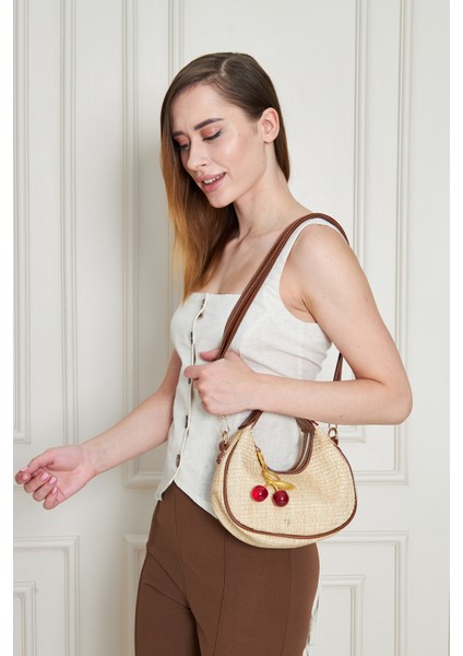 Mira Taba Orijinal Hasır Dokuma Charm Hediyeli Kadın El, Kol ve Omuz Çantası fırsatları