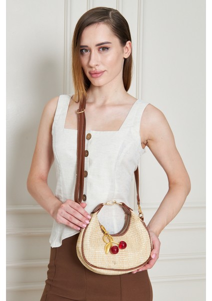 Mira Taba Orijinal Hasır Dokuma Charm Hediyeli Kadın El, Kol ve Omuz Çantası indirimleri