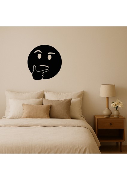 Düşünen Yüz Emoji Mdf Dekoratif Tablo - ALVN4390-4007