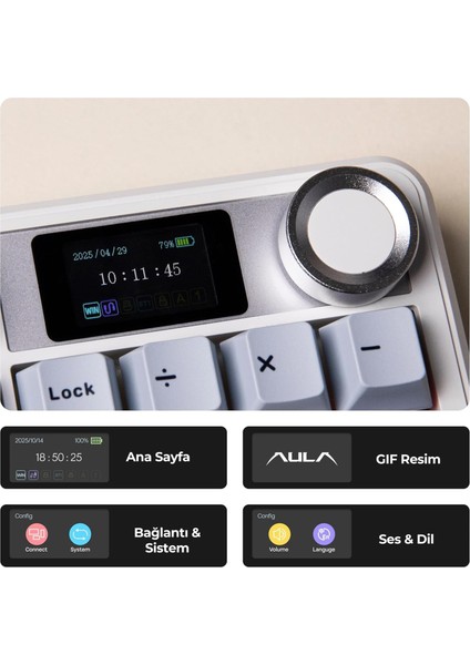 F108 Pro Ekranlı Mekanik Klavye Reaper Switch Rgb Hot Swap 8000MAH Makrolu Oyuncu Klavyesi Mavi fiyatları