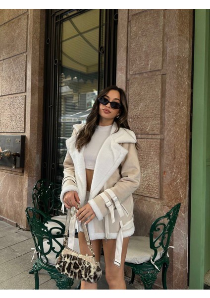 Kürklü Kemerli Uzun Süet Ceket indirimleri