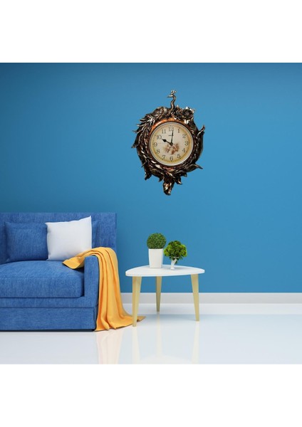 Duvar Saati Tavuskuşu Temalı Büyük Polyester Saat No.2 50 x 80 cm modelleri