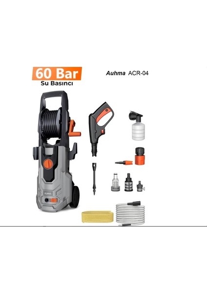 Extra Basınçlı Araç Yıkama Makinesi | 60 Bar 1100W Yüksek Basınçlı Yıkama | Köpük Taban