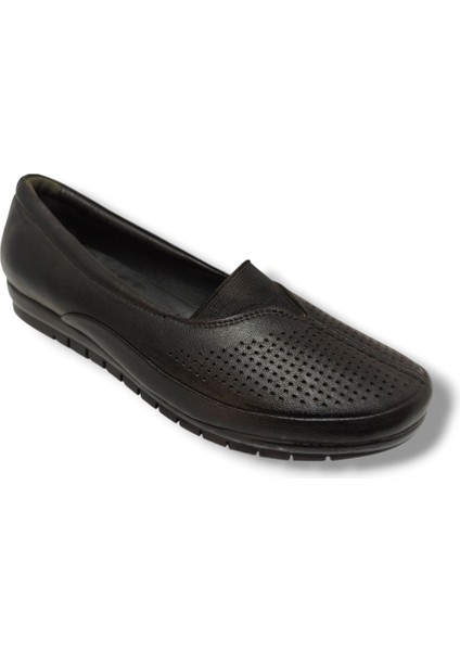 3111-20 Hakiki Deri Lastikli Kadın Ayakkabı