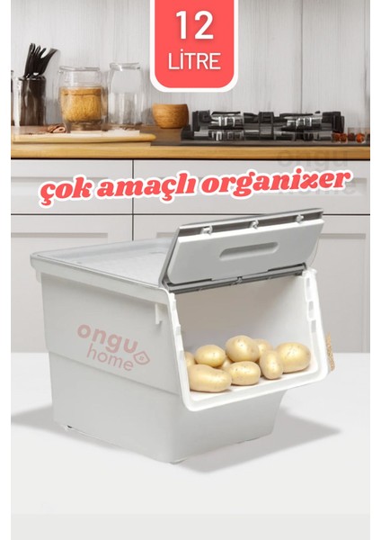 Çekçekli Çok Amaçlı Sebze ve Meyve Saklama Kutusu 12L