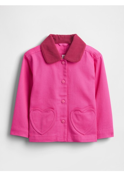 Kız Bebek Pembe Kalp Cepli Ceket