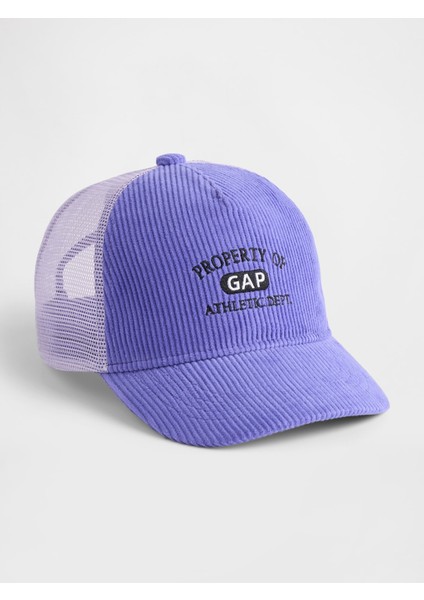 Kız Çocuk Mavi Çocuk Kordon Şeritli Logo Beyzbol Şapkası