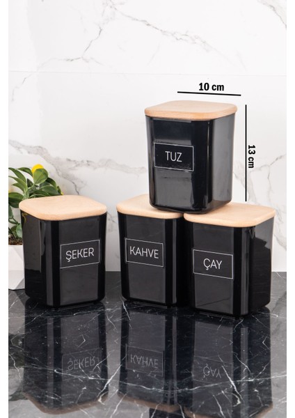 4'lü 900 ml Ahşap Vakum Kapaklı Saklama Kabı Seti, Akrilik Siyah fiyatları