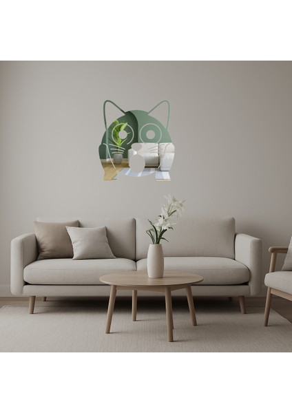 Yorgun Kedi Emojisi Aynalı Tablo - ALVN4887-5272